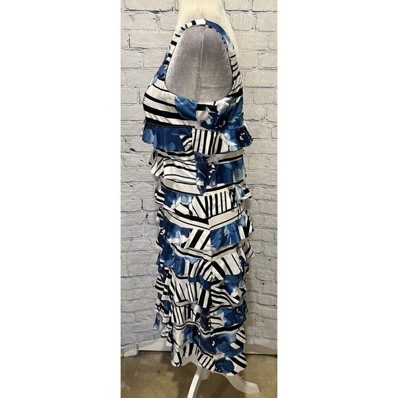 Roam Collection blue and black ribbon party and cocktail midi dress, size Medium - Picture 4 of 6